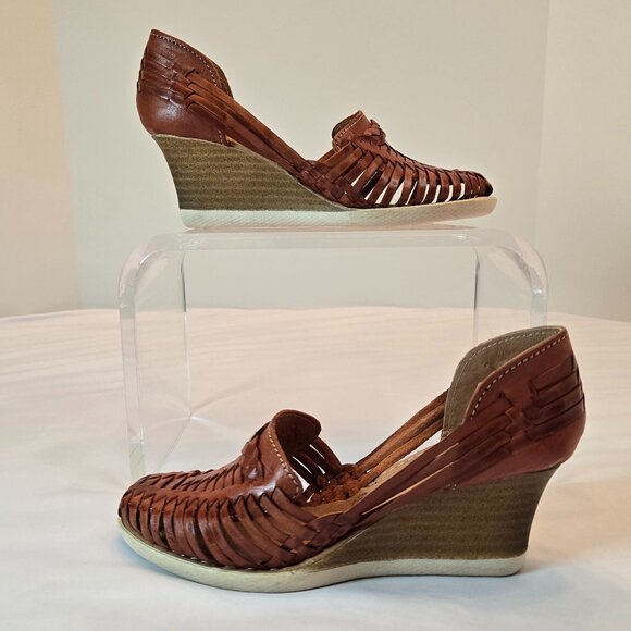 MEXICO EN LA PIEL Women's  Huarache Sandals/Wedge, Closed Toe Sz: 6 Tan - Picture 5 of 15
